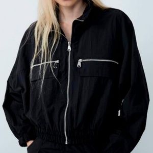 Zara Cropped Utility Jacket in Black